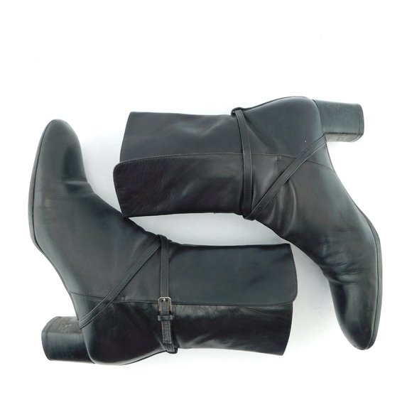 BALLY Black Leather Strapped High Ankle Block Heel Boots 37.5EU / 7US - Picture 5 of 8